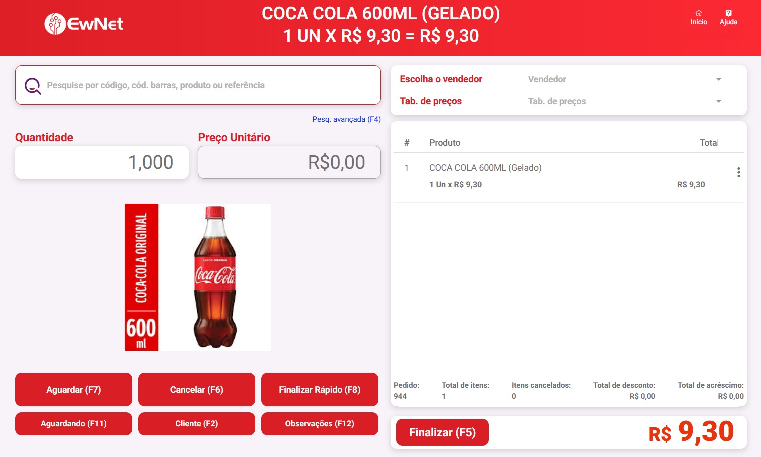 Tela do sistema de Vendas e Frente de Caixa Velo